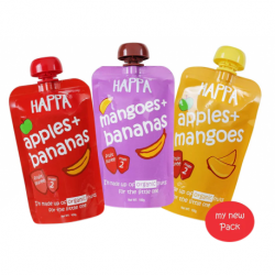 Happa Apple+Banana, Mango+Banana, Apple+Mango Fruit Puree (combo pack)(Pack of 3)