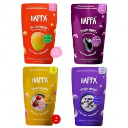 Happa Melts Variety Pack Two fruit and two Yogo melts Kids snack taste like candy 18 months to 99 years and above (Pack of 4)