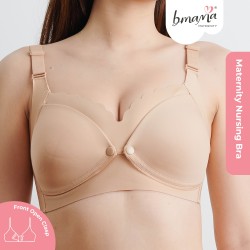 Bmama Mulberry Silk Front-Button Nursing Bra (Beige)