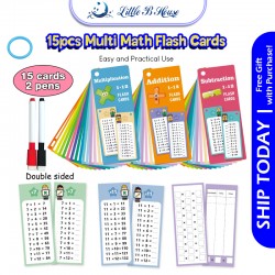 [Little B House] Mathematics Table Flashcards Addition Subtraction Multiplication Division 数学学习卡 Matematik Kira -BT450