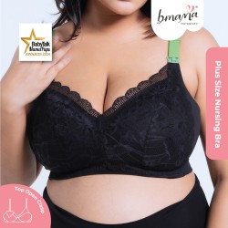 Bmama Plus Size 2-Tone Green Tea Lace Top Open Nursing Bra (Black)