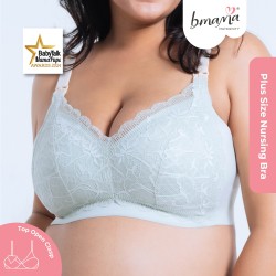 Bmama Plus Size 2-Tone Green Tea Lace Top Open Nursing Bra (Green)