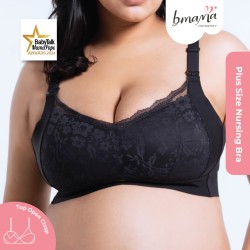 Bmama Premium Green Tea Lace Top Open Nursing Bra (Black)