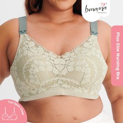 Bmama Plus Size Lace Wireless Nursing Bra (Green)