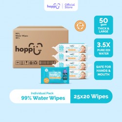 [CARTON] Hoppi Premium 99% Baby Water Wipes (20 Wipes x 25 Packs)