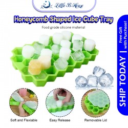[Little B House] 37 Cell Honeycomb Shape Ice Cube Mold Food Grade Silicone with Lid Jelly Maker 硅胶冰格 Acuan Ais -KW22