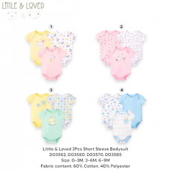 Little & Loved Short Sleeve Bodysuit 3Pc Set
