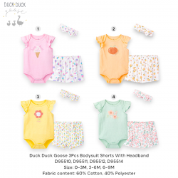 Duck Duck Goose Bodysuit Short With Headband D95510, D95511, D95512, D95514