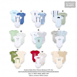 Hudson Baby Short Sleeve Bodysuit 3Pc Set 26272/26290/26296/26828/27217/27932/27980/28216/28242