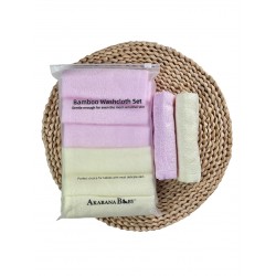 Akarana Baby Organic Bamboo Washcloth Set Super Soft 6 in 1 Pack Baby Handkerchief (Pink & Yellow)