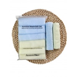Akarana Baby Organic Bamboo Washcloth Set Super Soft 6 in 1 Pack Baby Handkerchief (Blue & Yellow)