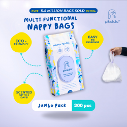(200 Pieces) Pikalula Nappy Bags Odour Neutralising Scented Biodegradable Disposable Baby Diaper Bags