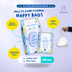 (210 Pieces Trial Set) Pikalula Nappy Bags Odour Neutralising Scented Biodegradable Disposable Baby Diaper Bags