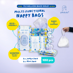 (1050 Pieces) Pikalula Nappy Bags Odour Neutralising Scented Biodegradable Disposable Baby Diaper Bags