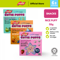 Gnubkins Organic Cutie Puffs (6 months+) | Gnubkins Puff Comel Organik (6 bulan+), Rice puff baby snack