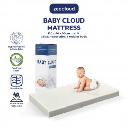 Zee Cloud® Baby Cloud Mattress (120CM x 60CM x 10Cm) / Mummy Choice / CertiPUR-US® material/ Waterproof & Washable Cover