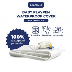 ZEECLOUD® Waterproof Playpen Mattress Cover – 1 Unit / 96cm x 64cm x 4cm / Easy to Clean & Durable