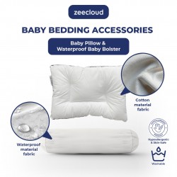 Baby Pillow Set 3 in 1 / 100% Cotton / Soft & Hypoallergenic / 2 Bolster + 1 Baby Pillow 