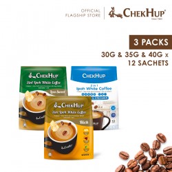 Chek Hup Ipoh White Coffee [Bundle of 3] [Combo set of Rich, Less Sweet, and 2in1]