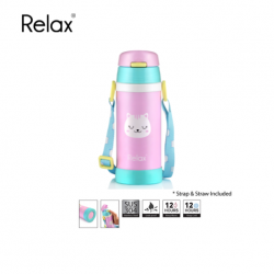 RELAX 360ML 18.8 STAINLESS STEEL KIDS THERMAL FLASK WITH STRAW - PINK