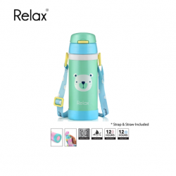 RELAX 360ML 18.8 STAINLESS STEEL KIDS THERMAL FLASK WITH STRAW - GREEN
