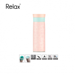 Relax Bottles "3D Transparent Flower" Doodling Art 400ml 18.8 S/S Thermal Flask (Light Pink)