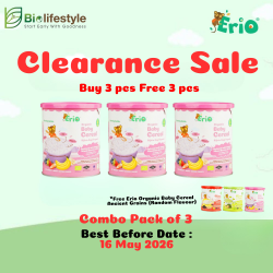*Clearance Sale* (Combo Pack Of 3) Erio Organic Baby Cereal Oatmeal with Banana Mixed Berry & Chia (200g x 3) - Free 3pcs