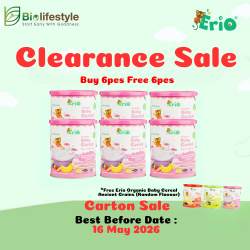 *Clearance Sale* (Combo Pack Of 6) Erio Organic Baby Cereal Oatmeal with Banana Mixed Berry & Chia (200g x 6) - Free 6pcs