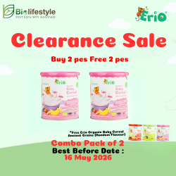 *Clearance Sale* (Combo Pack Of 2) Erio Organic Baby Cereal Oatmeal with Banana Mixed Berry & Chia (200g x 2) - Free 2pcs