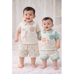 Elegant Kids 2Pc Set In Hanger (Collar T-Shirt + Short) ELCS56968