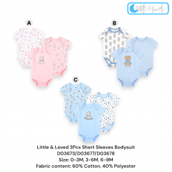 Little & Loved 3Pcs Short Sleeves Bodysuit D03673/D03677/D03678