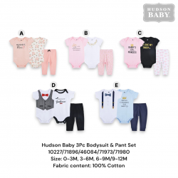 Hudson Baby 3Pc Bodysuit & Pant Set 10227/71896/46084/71973/71980
