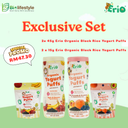 *Exclusive Set* Erio Organic Black Rice Yogurt Puffs (45g x 2pcs) + (15g x 2pcs)