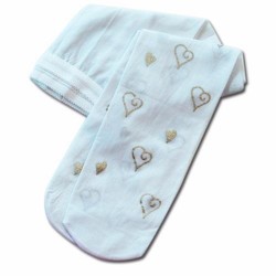 Bumble Bee Silk Screen Tights - Heart  (white)