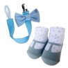  Bumble Bee Baby Pacifier Clip with Socks Set (Polka Blue)  