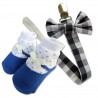 Bumble Bee Baby Pacifier Clip with Socks Set (Blue Checkered)  