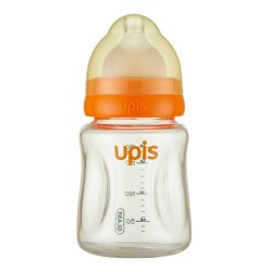 UPIS Pure Glass Feeding Bottle 180ml (Soft Cross Cut nipple 1)