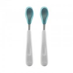 OXO TOT Feeding Spoon Set With Soft Silicone (Twin Pack) (Aqua)