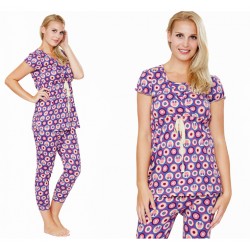 Mamaway Minnie Dot Pattern ​Maternity & Nursing Pajamas/ Sleepwear Set Baju Tidur - Purple