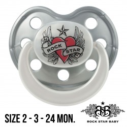 Rock Star Baby Silicone Pacifiers Ortho - HEART & WINGS (Pearl/Silver)