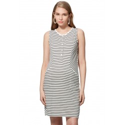 Mamaway Cool Cotton Maternity & Nursing Dress (White/Black)