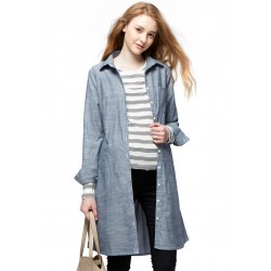 Mamaway Chambray Maternity & Nursing Shirt Dress (Blue)