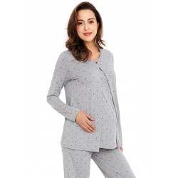 Mamaway Mickey Dotty Maternity & Nursing Pajamas / Sleepwear Set (Grey)