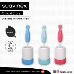 Suavinex Accessories 2 in 1 BPA Free Baby Bottle Brush (Random Color) with Holder