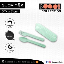 OOS Suavinex Boo Collection BPA Free Travel Easy Outdoor Portable Cutlery Set Fork + Spoon With Case (Te