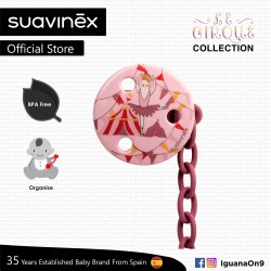 Suavinex Circus Collection BPA Free Round Soother Pacifier Clip (Ballerina)