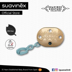 Suavinex Couture Collection BPA Free Premium Soother Pacifier Clip (Light Blue)