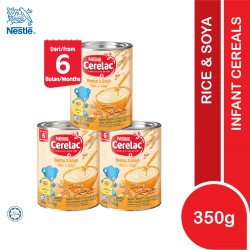 CERELAC Infant Cereal Rice & Soya (6 Months+) 350g x 3 (Expiry Date 12/3/2024)