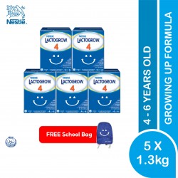 LACTOGROW 4 (4-6 Years Above) 1.3kg (Buy 5 FREE 1 School Bag) 