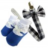 Bumble Bee Baby Pacifier Clip with Socks Set (Blue Checkered) 